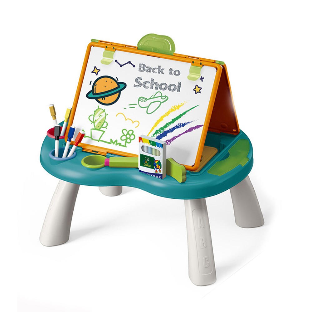 Kids 4 in 1 Foldable Art Easel Set Double Sided Whiteboard Chalkboard Boad Game