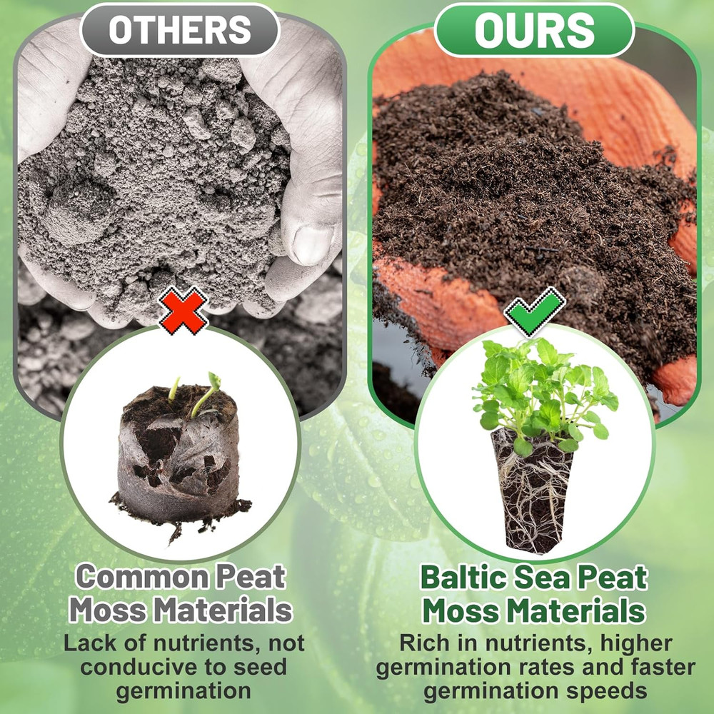 50 Pack Seed Starter Plugs Peat Moss Rooting Sponges Hydroponic