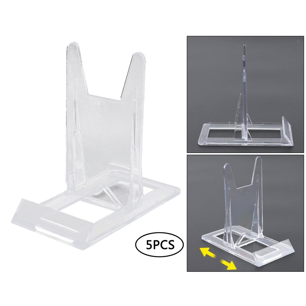5Pieces Plate Stands Plastic Display Holders Picture Plate Holders Adjustable