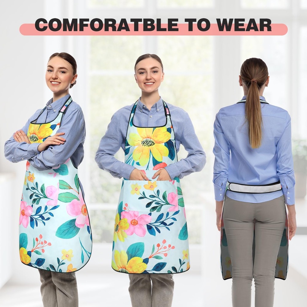 Aprons for Cooking, Adjustable Chef Apron with 2 Pockets, Kitchen Apron for B...