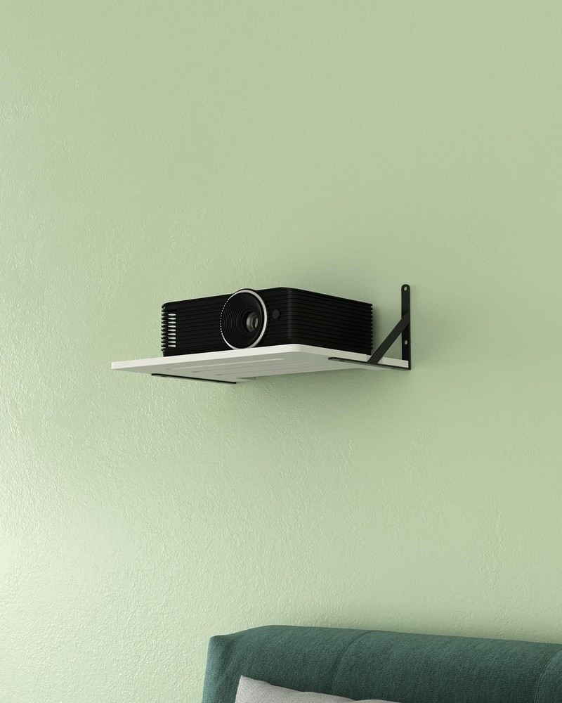 Black White Small Mini Projector Shelf for Wall, Cable Box / Router Shelf,Flo...