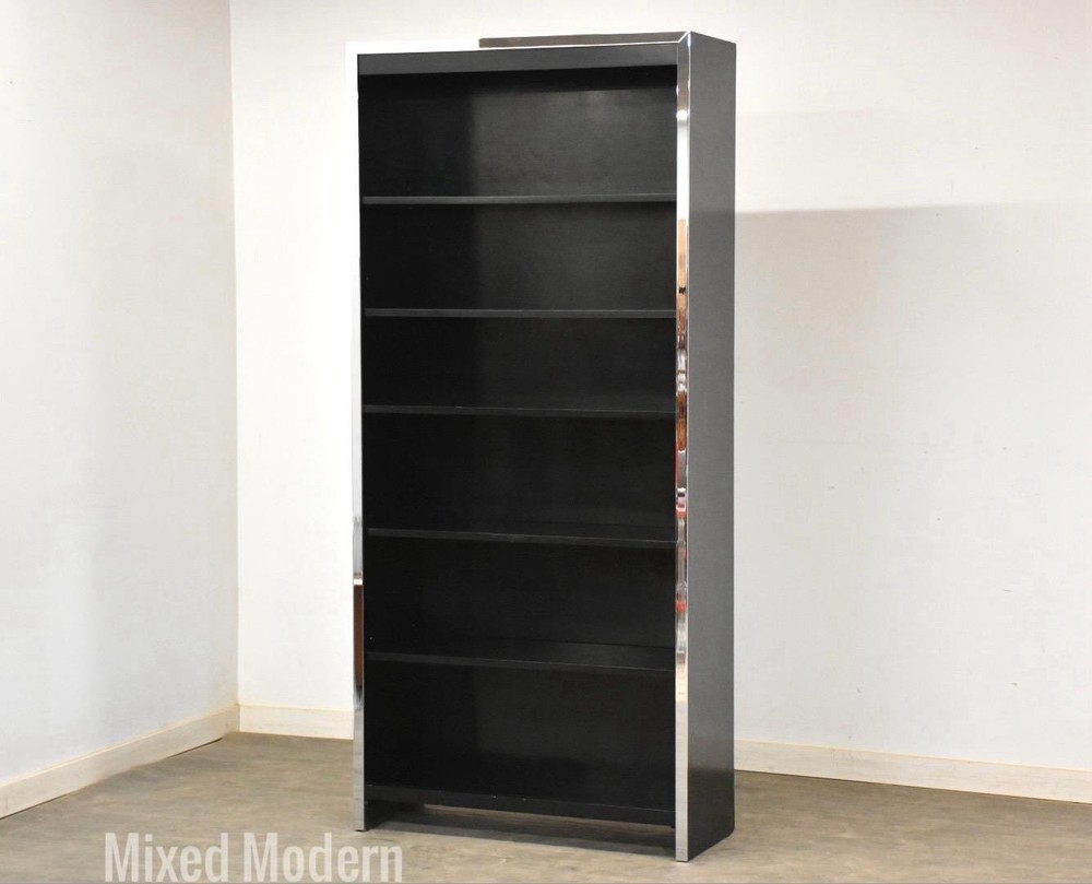 Milo Baughman Style Chrome Bookcase John Stuart