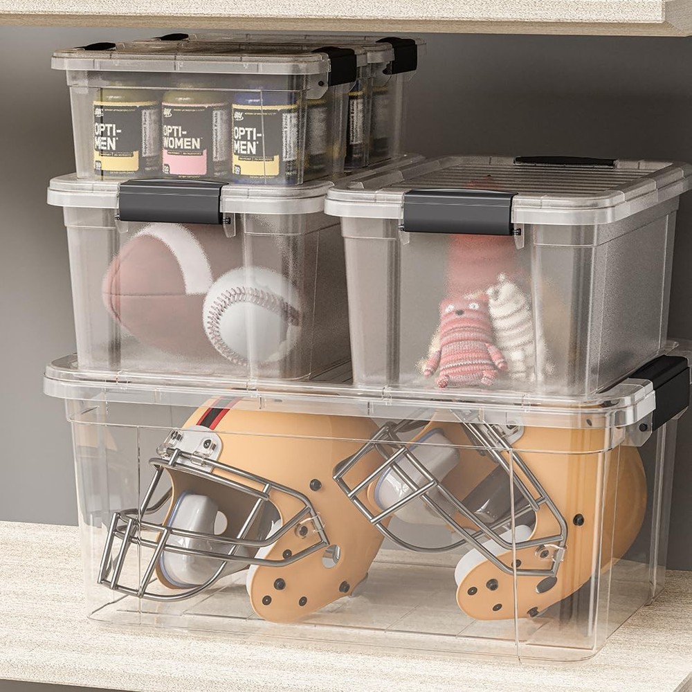 Superio 4.75 Quart Clear Storage Bin Sturdy Stackable Lightweight Organizer