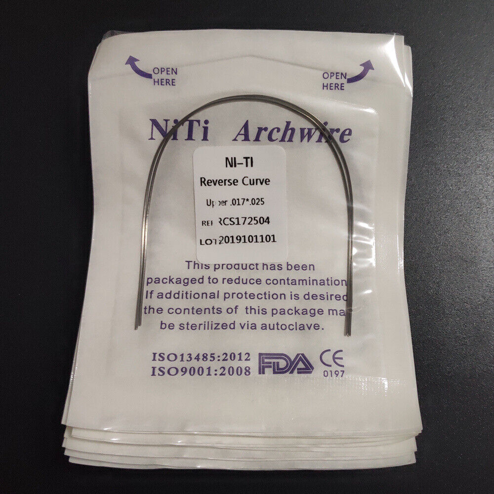 Dental Orthodontic Arch Wire Super Elastic Niti Reverse Curve Rectangular Ture
