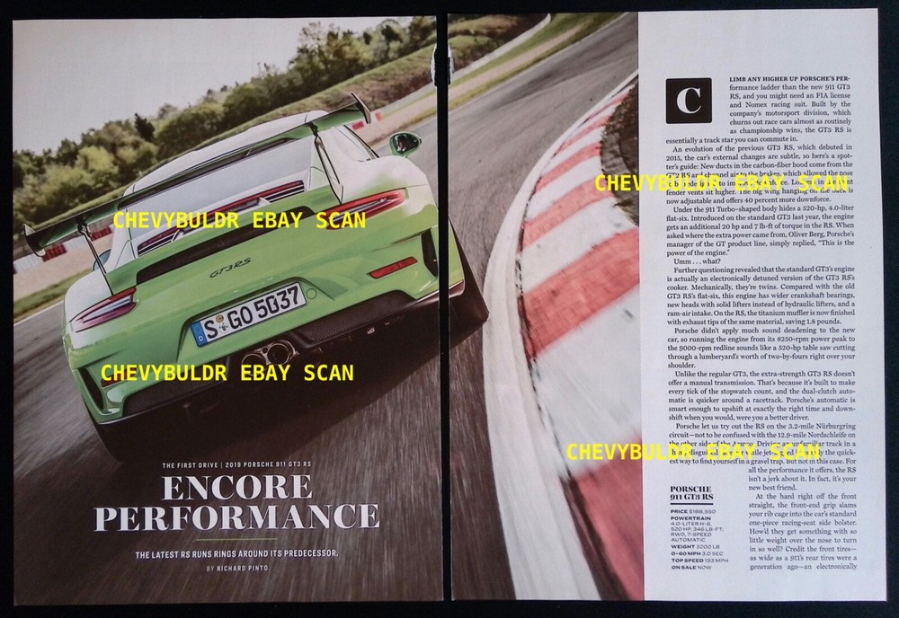 2019 Porsche 911 GT3 RS First Drive Info Article "Encore Performance"