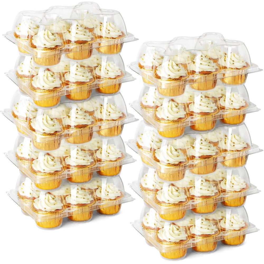 LotFancy (6 Count x 10 Sets) Cupcake Containers, Clear Plastic