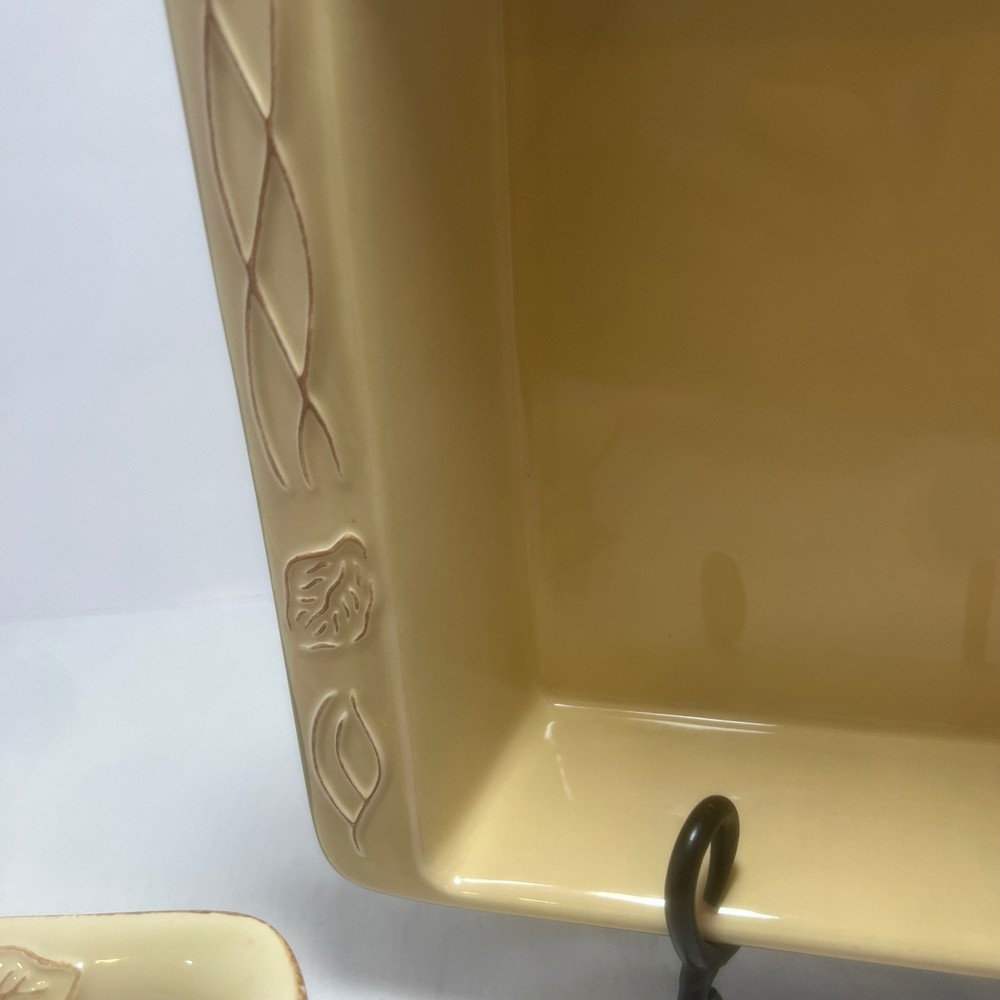 Tastefully Simple Host Collection Bakeware Serving Set Yellow Stoneware Dish