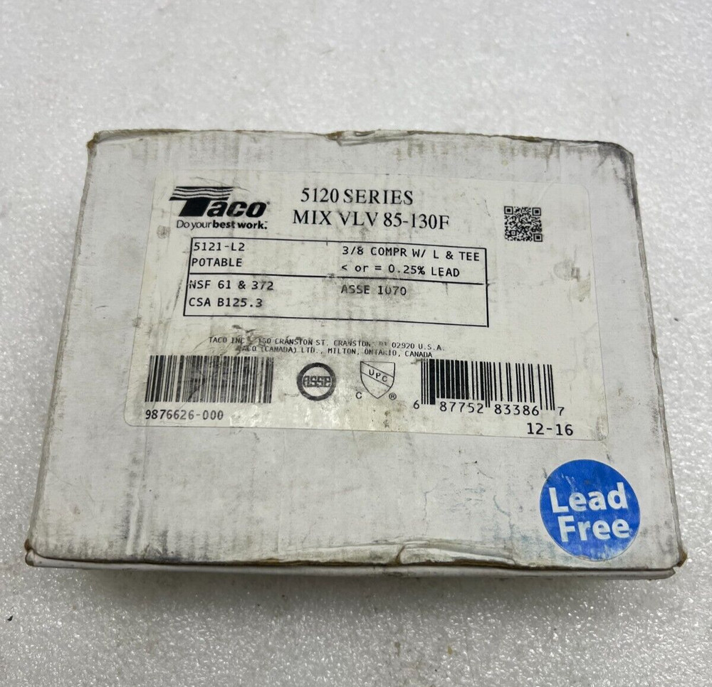 Taco 5121-L2 Mixing Valve 85-130F 5120 Series New NIB