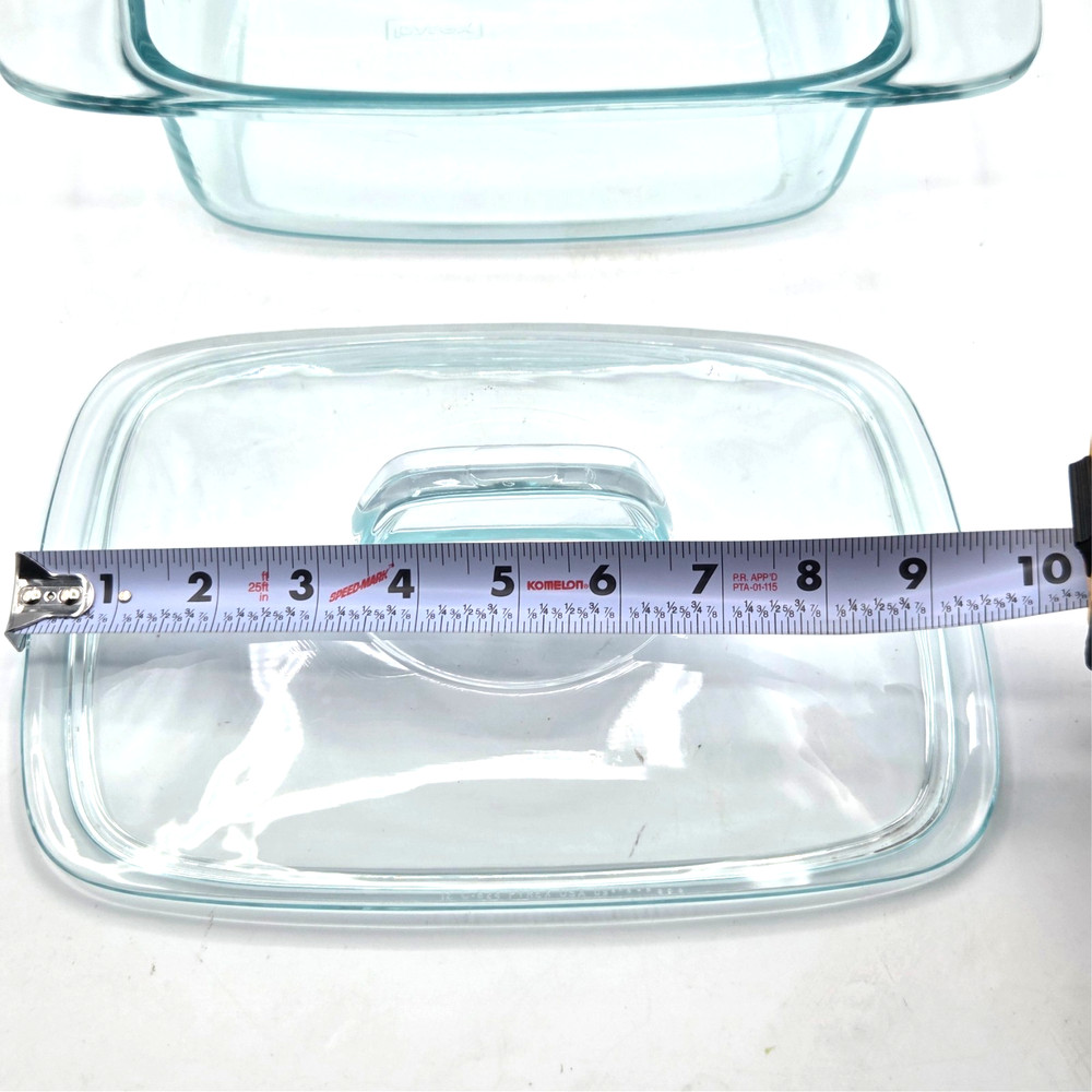 Pyrex Easy Grab Handles Clear Blue Glass Rectangular Casserole Dish With Lid