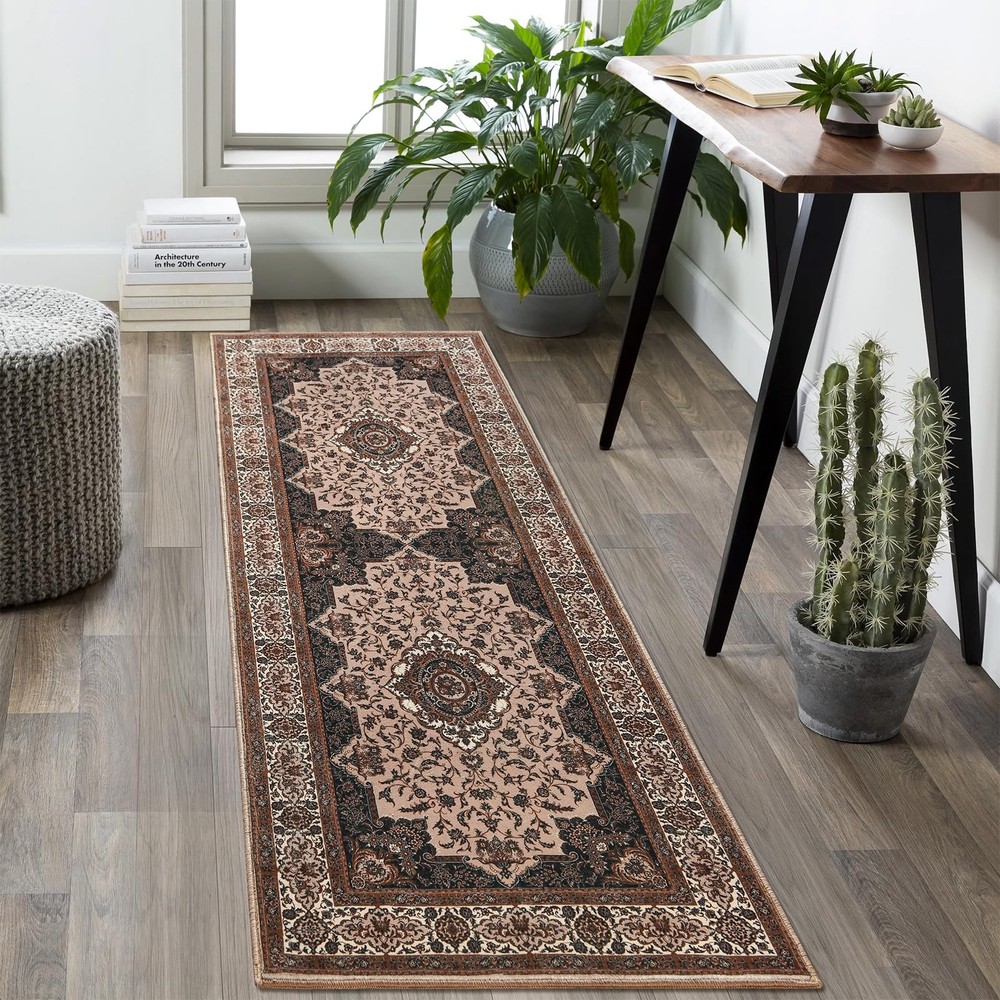 Rtizon Runner Rug for Bedroom, 2x6Ft Machine 2' x 6' (Rectangular), Brown