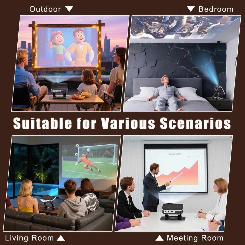 Foldable Projector Stand, 360° Rotatable Projector Mount Stand with 1/4" Sc