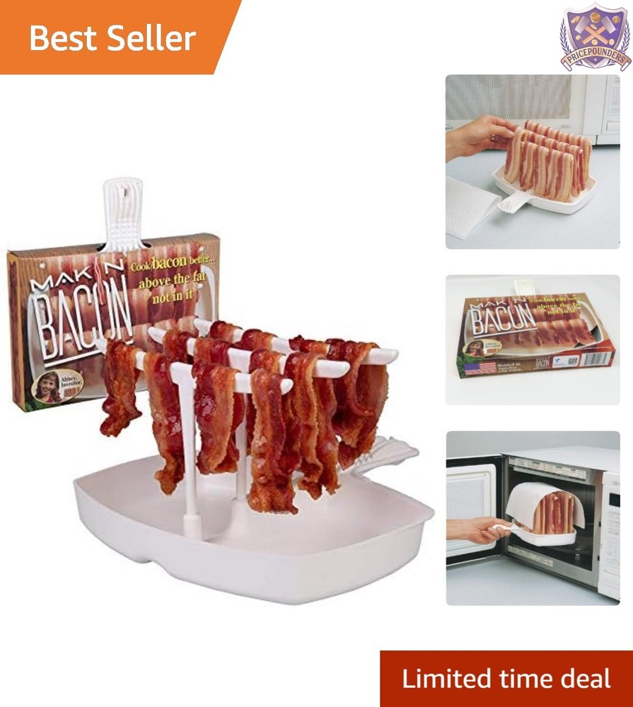 Microwave Bacon Dish Plastic Modern Compact Easy Clean Up Reduces Fat