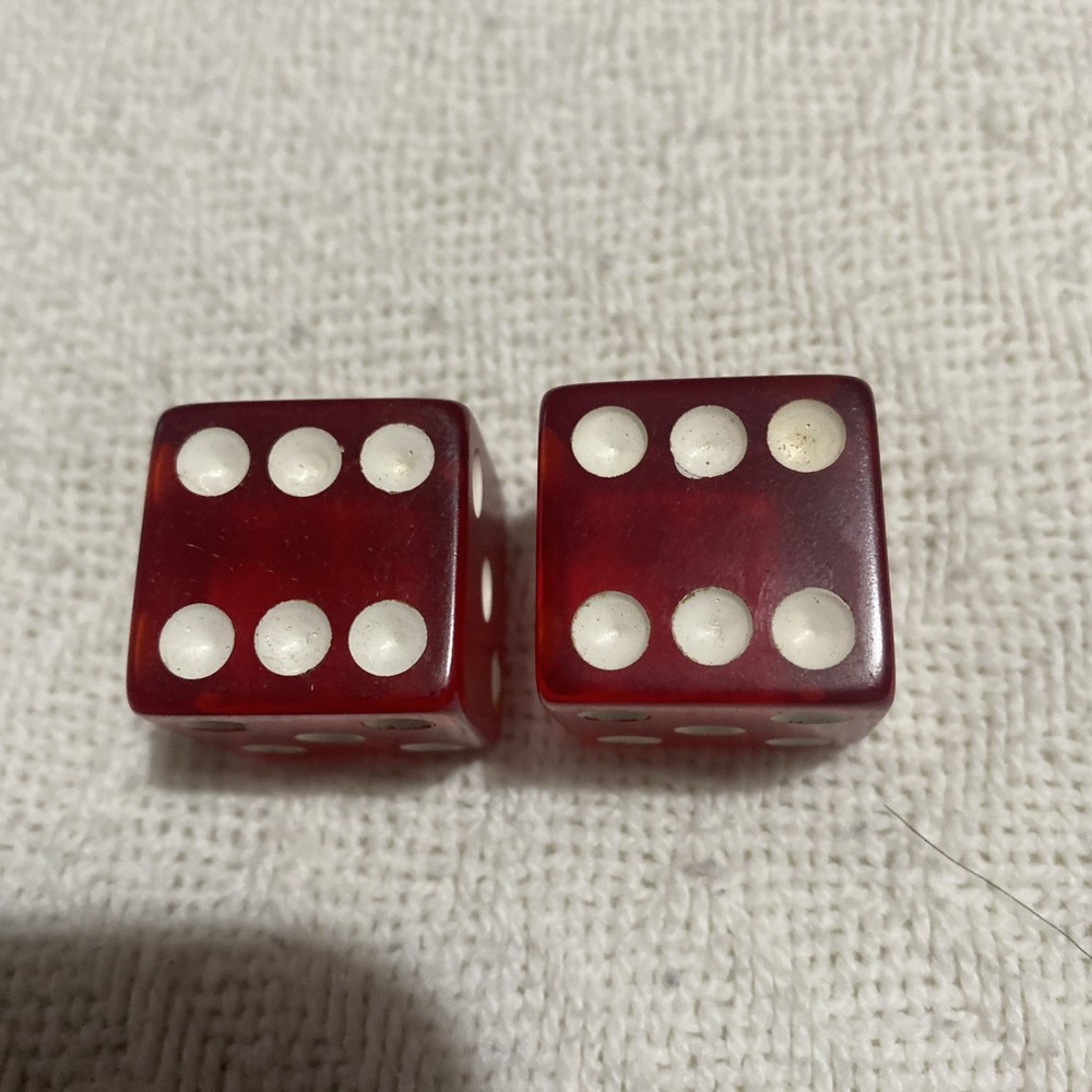 Vintage Bakelite Dice 1” red translucent
