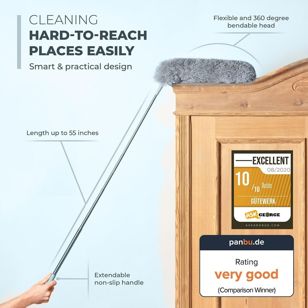 Extendable Feather Duster, Microfiber Duster, Ceiling Fan Duster, Feather Dus...