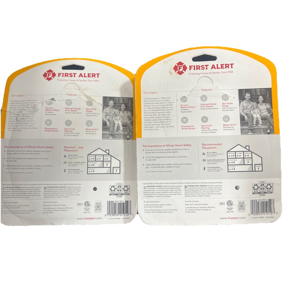 2× First Alert Smoke Detector Battery Backup Read!