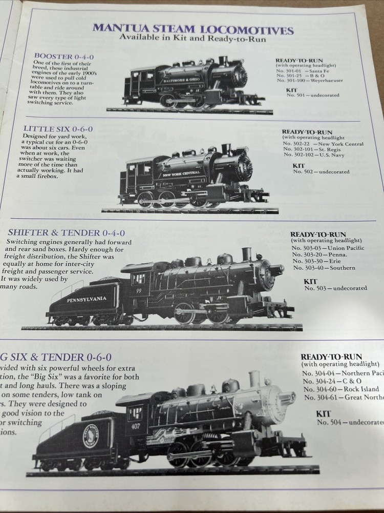 1979 MANTUA PRECISION HO SCALE MODEL TRAIN CATALOG