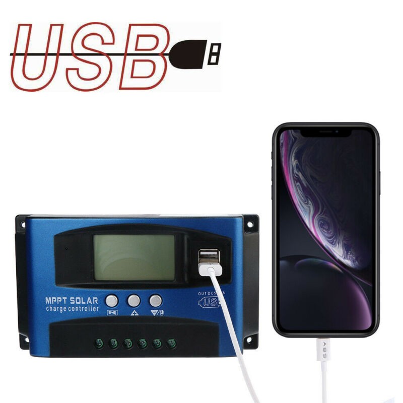 🚀60A Charge Controller Dual USB 12V/24V Auto Focus Solar Panel Regulator MPPT