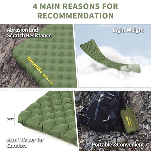 Insulated Inflatable Sleeping Pad 27oz, 4.6R Ultralight Rectangular XL Green