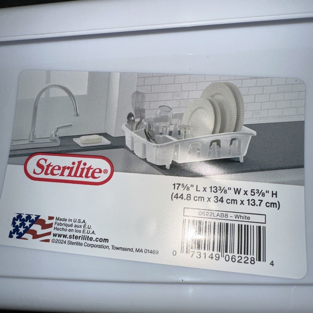 Sterilite 06218006 Sink Dish Rack Drainer, White