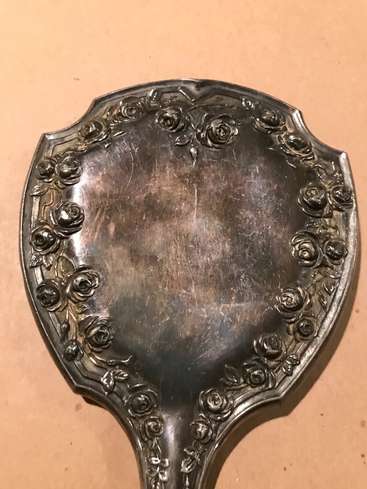 1904 Dated Derby Silver Company Silver Plated Hand Mirror