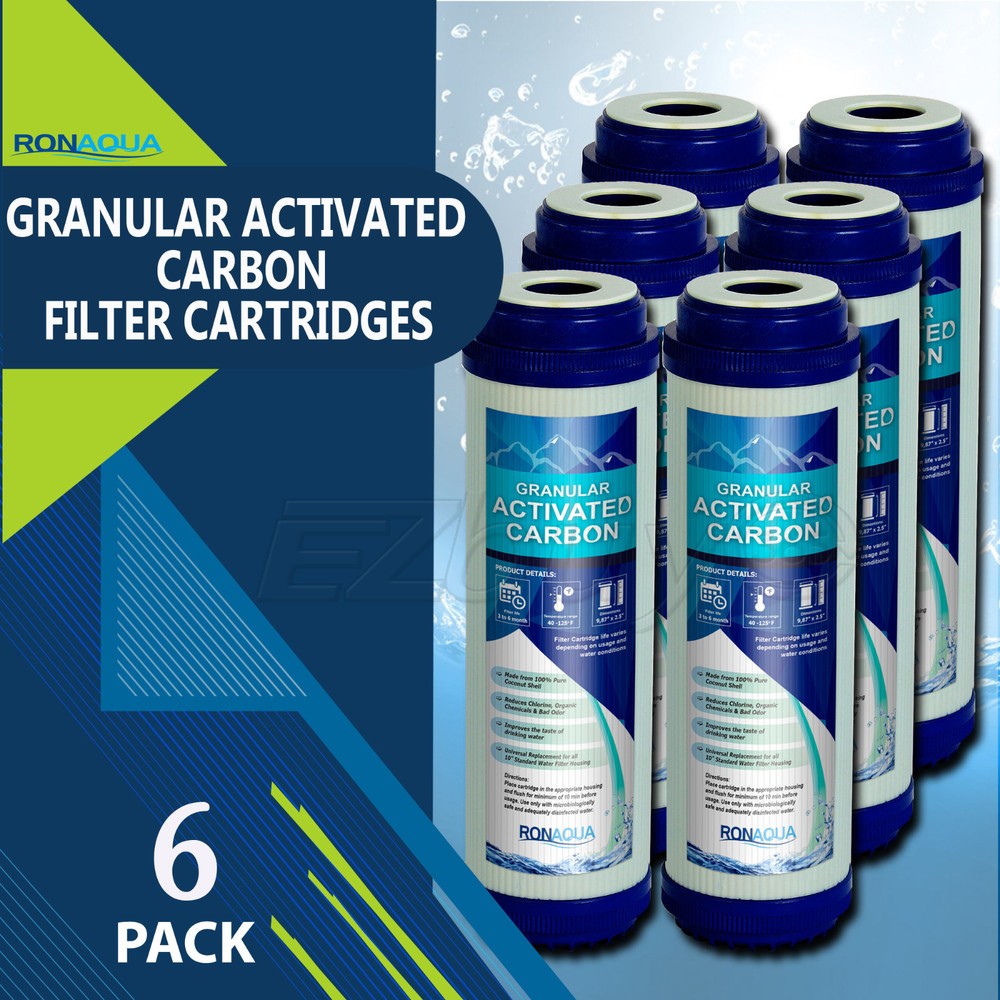 Granular Activated Carbon Filter 9.875 inch x 2.5 inch Set of 6