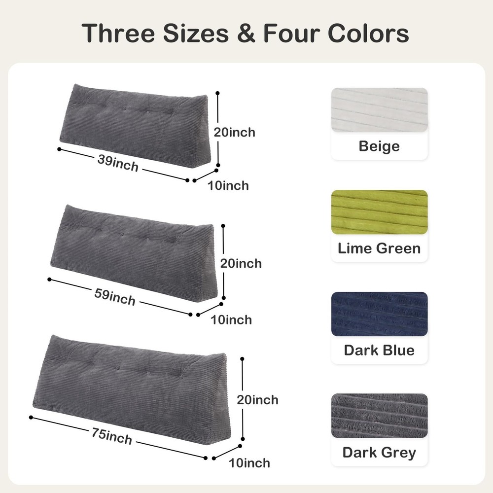 Headboard Pillow Queen, Wedge Headboard Pillow for Bed Sofa, Triangular Backr...