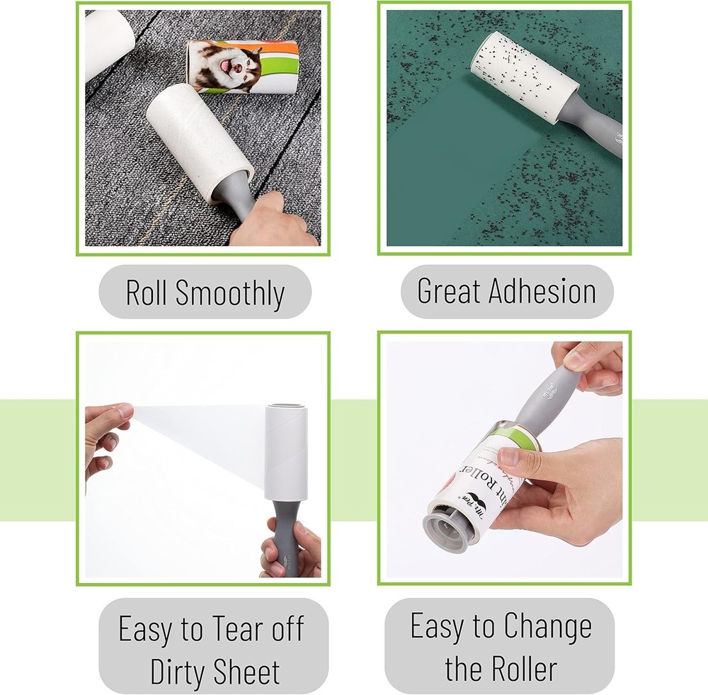 Travel-Friendly Lint Roller with Extra Sticky Sheets – 1 Handle & 3 Refills