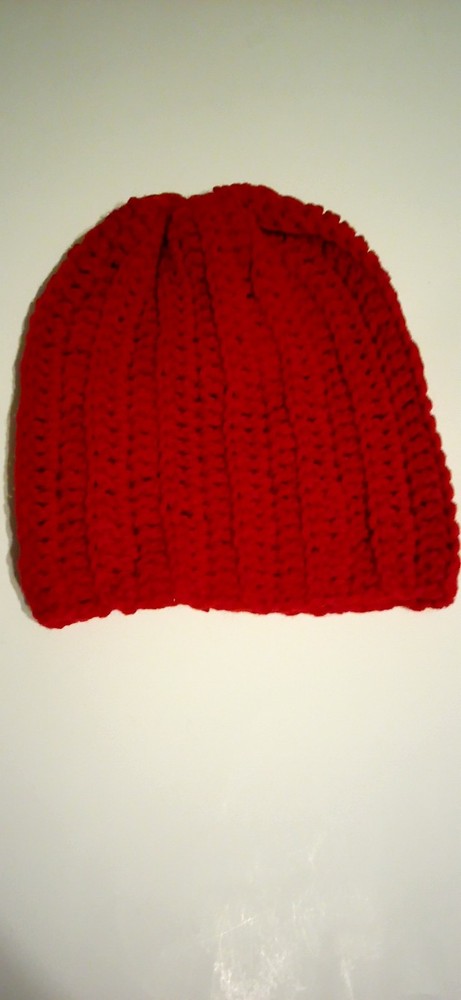 Crafted Crochet Beanie Hat - Red; Handmade