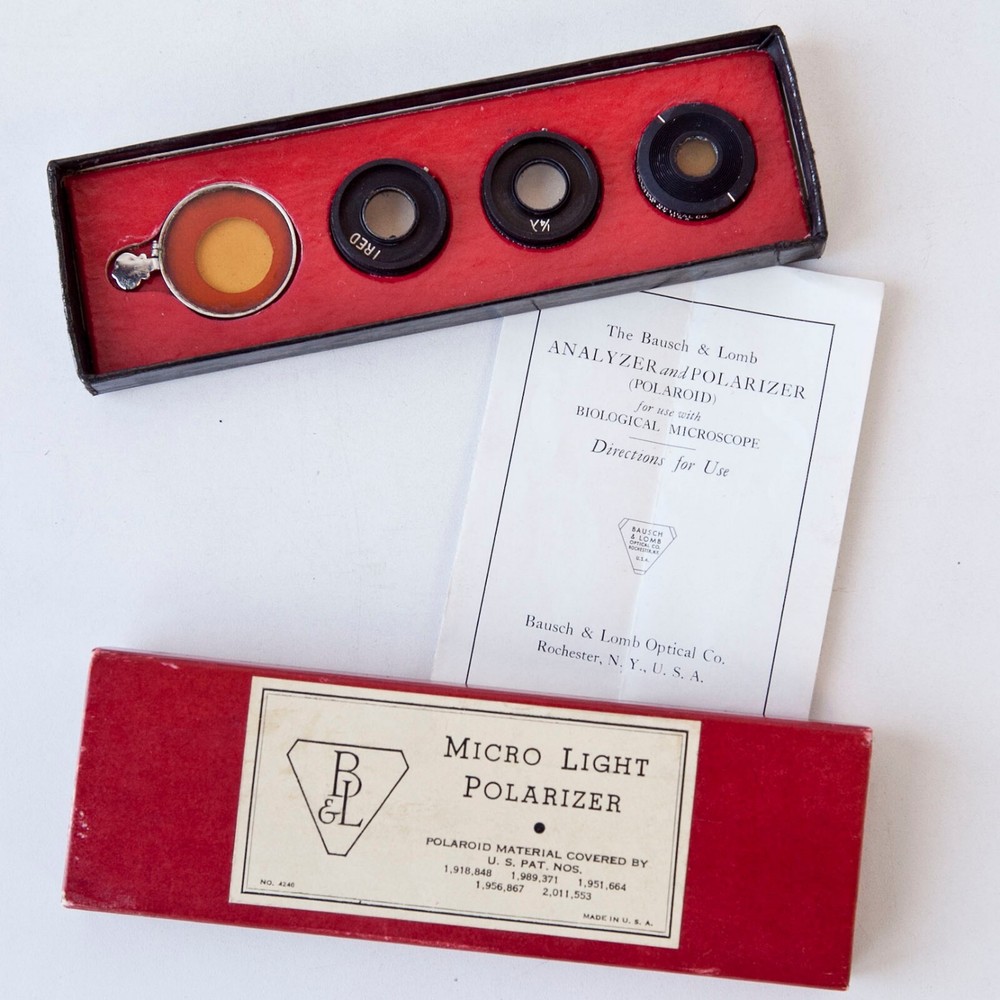 BAUSCH & LOMB Micro Light Polarizer FILTER Set for Use w/ Biological MICROSCOPE