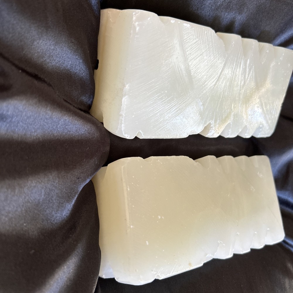 Tiki Bookends Heavy White Alabaster 6”