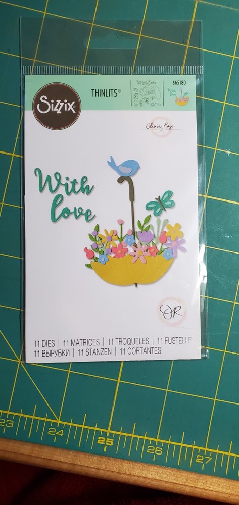 New Retired Sizzix Thinlits 11pc Flowers in Umbrella #665180