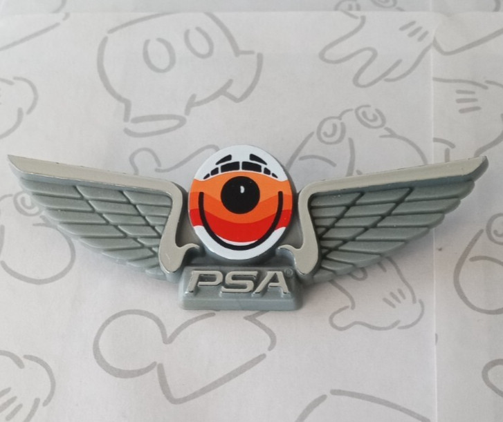 PSA Junior Pilot Wings Smiley Face Vintage Pin Brooch Plastic
