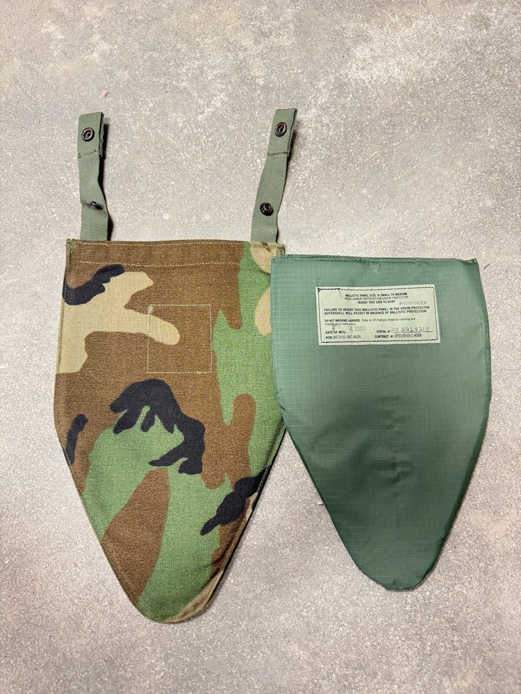 USGI Groin Protector Woodland Camouflage With Inserts - Size Small/Medium