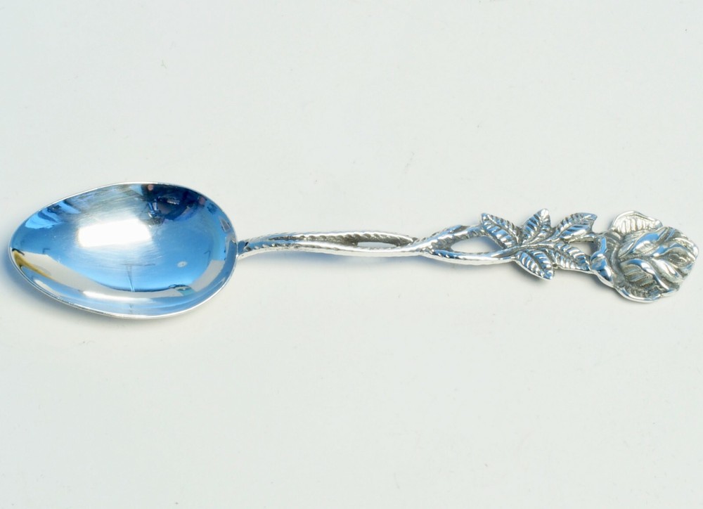 1 each Swedish 83% solid SILVER espresso Demitasse Spoon ROSE Gewe Svensk