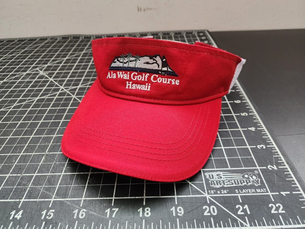 Ala Wai Golf Course Hawaii VISOR Ahead Extreme Red Osfa Adjustable Strapback