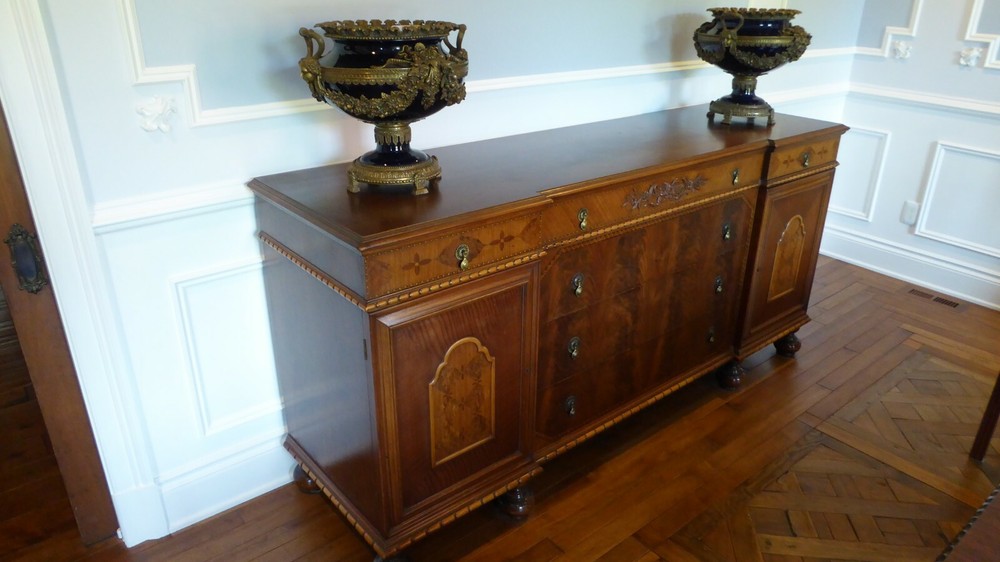 Antique DR Table, 6 Chairs, Buffet, and Server