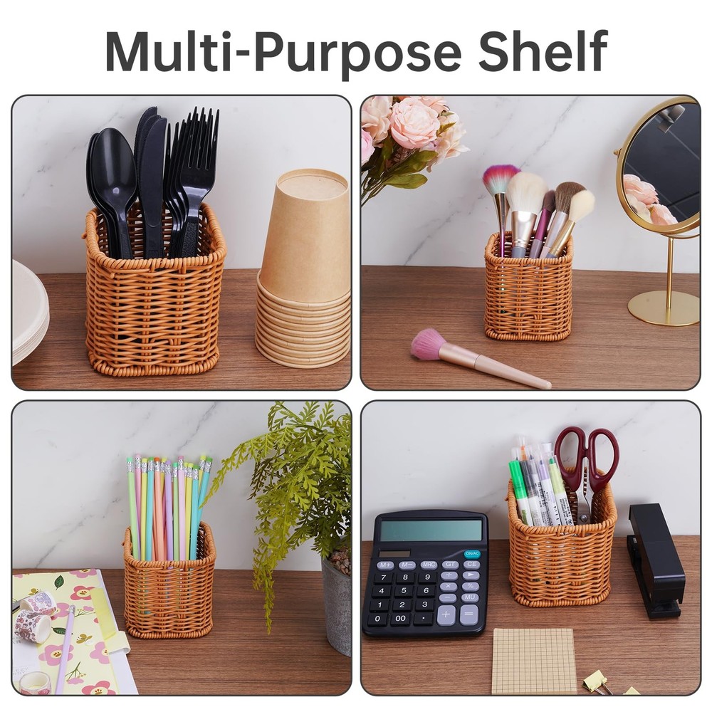 Remote Caddy, Bedside Remote Control Holder, Synthetic Rattan Organizer