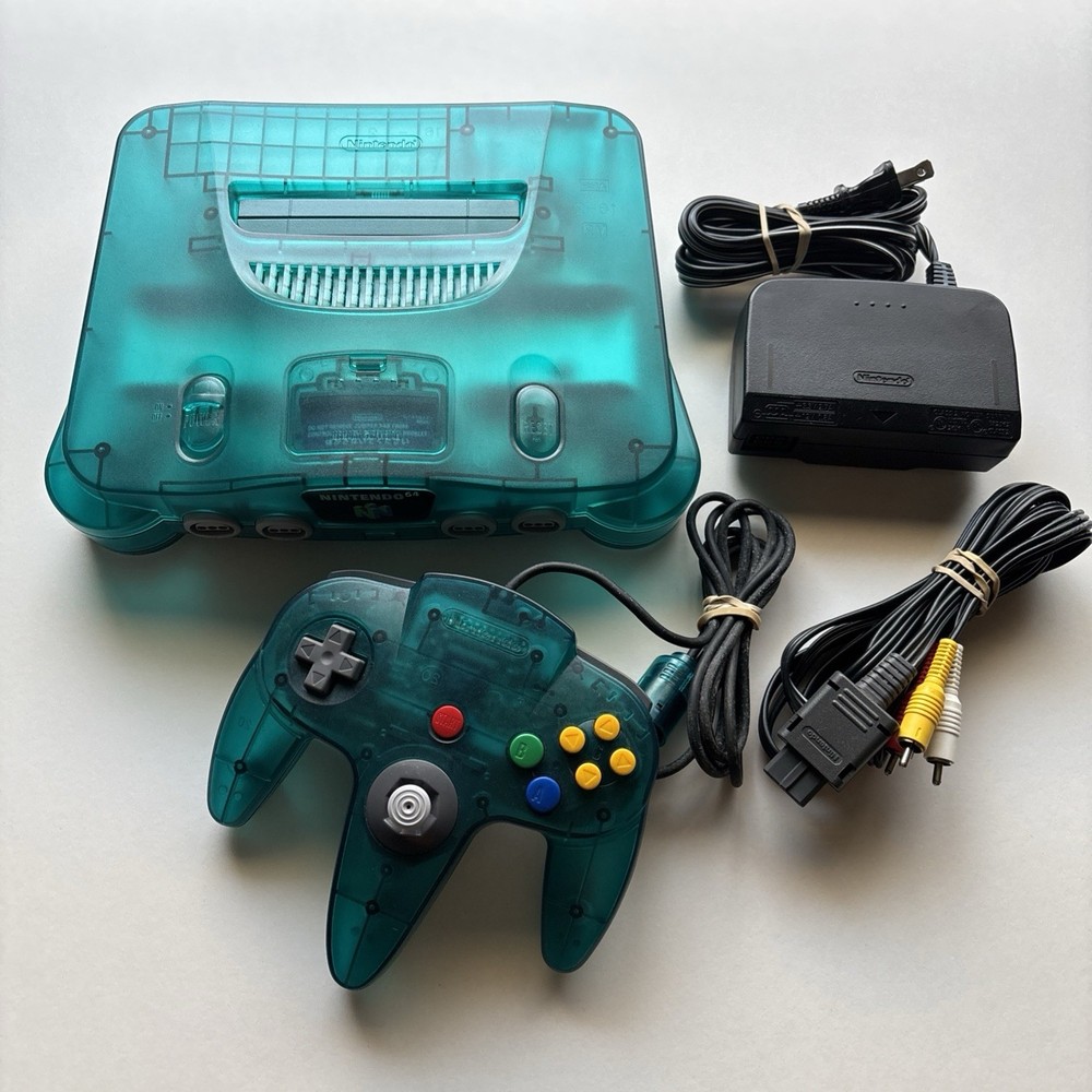 Nintendo 64 N64 Ice Blue Funtastic System Console Complete TIGHT OEM Controller