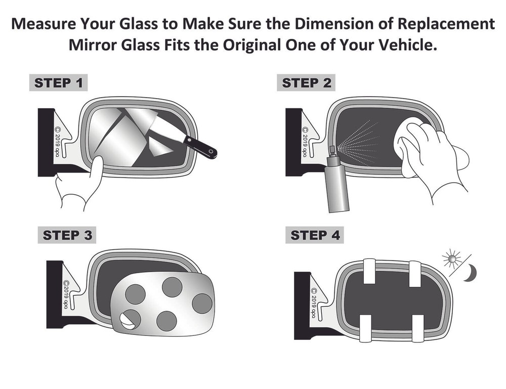 For Corolla Matrix Vibe 2003 - 2008 Mirror Glass with Adhesive Pads Driver Side
