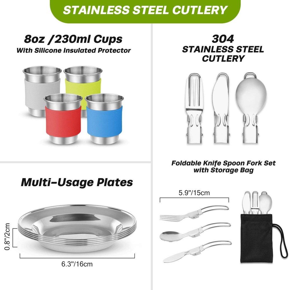 29 Piece Camping Cookware Set, Non-Stick Cookware,Lightweight Kettle,Collapsible