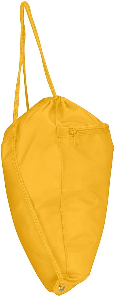 DALIX Drawstring Backpack Tote Sock Sack Pack with Zipper Front Pocket in Yellow