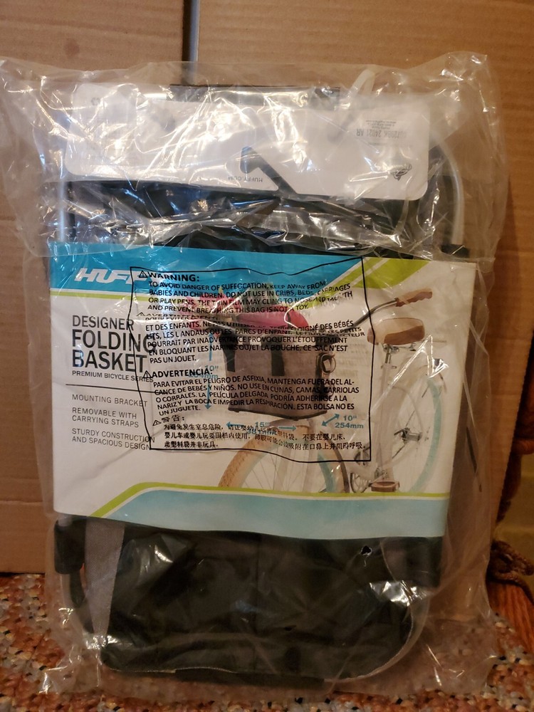 Huffy Designer Folding Basket With Mounting Bracket - NEW