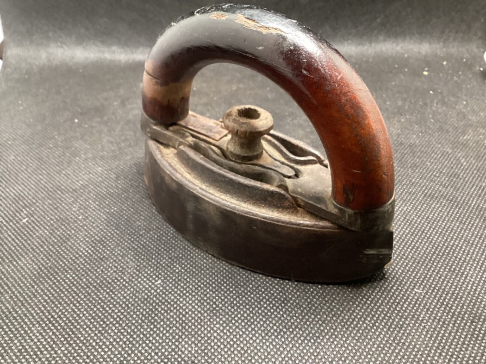 Antique Small Wooden Handle Garment Sad Iron