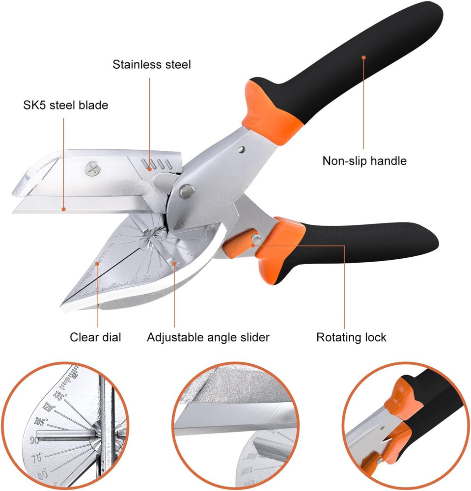 Multifunctional Shears Hand Tools,Multi Angle Miter Shear Cutter With10 Replacem