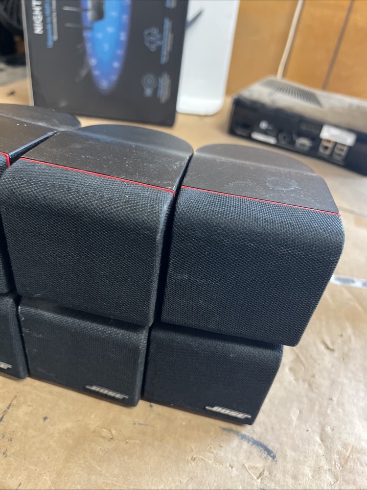 4 Bose Red Line Double Cube Satellite Speakers Black Tested