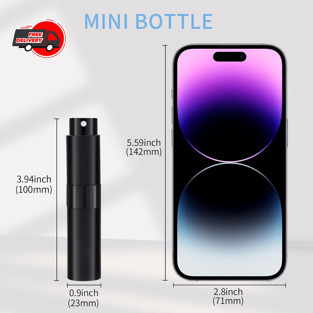 3Pcs 8ml Cologne Travel Bottle, Perfume Atomizer, Refillable black