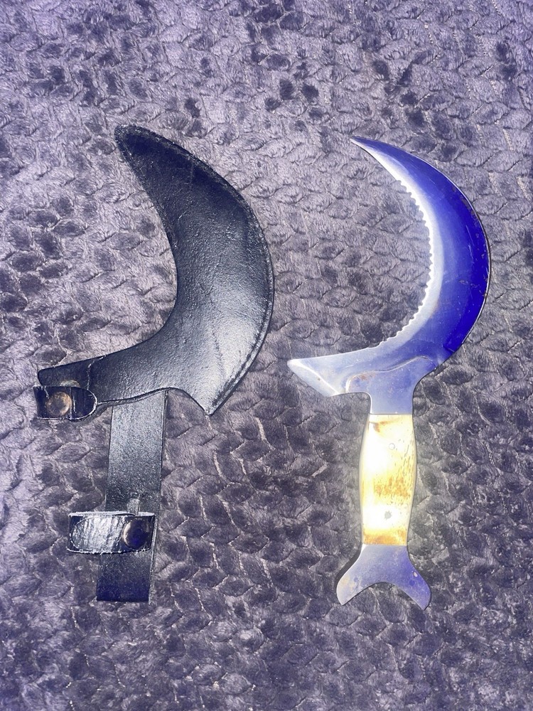 Crescent Moon Ceremonial Knife Bone Handle with Sheath