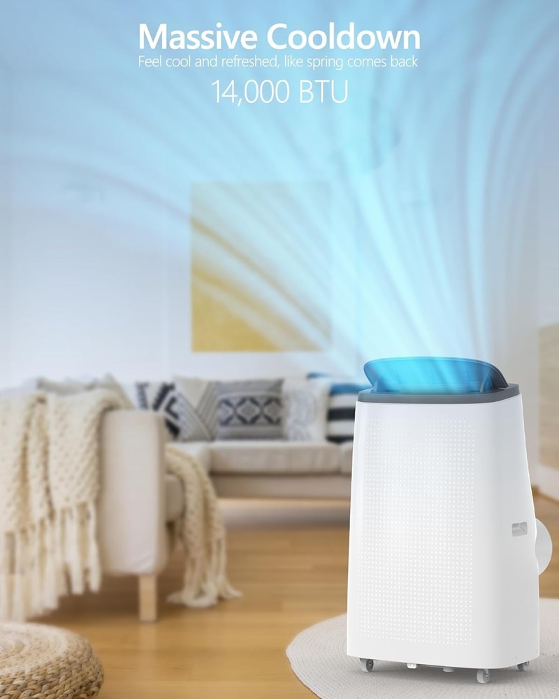 14,000 BTU Portable Air Conditioners Cools Up to 750 Sq.Ft, 3-IN-1 Free Standing