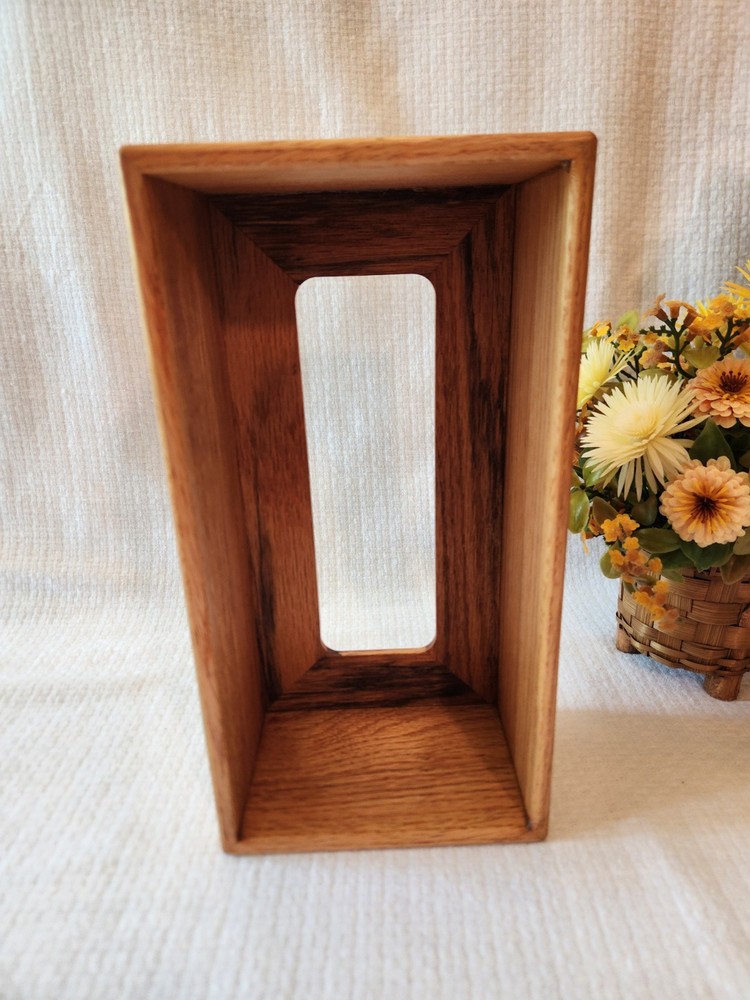 Vintage Handmade Tissue Box Cover Solid Oak Tissue Dispenser Rectangle Rustic