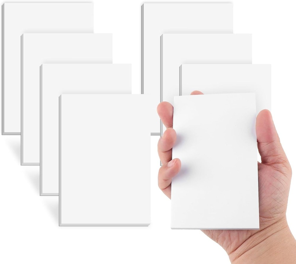 Note Pads 3x5 In, 8 Pack Blank Notepad, White Scratch for 3x5,
